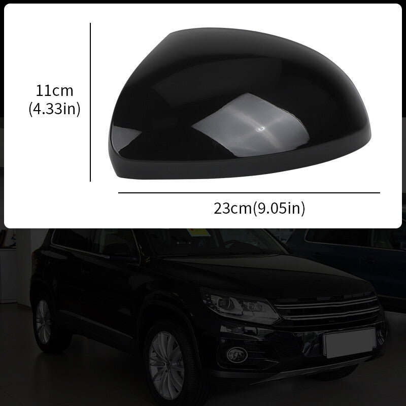 Left Driver Side Door Wing Mirror Cover Cap Glossy Black for VW for Tiguan 2010-2016