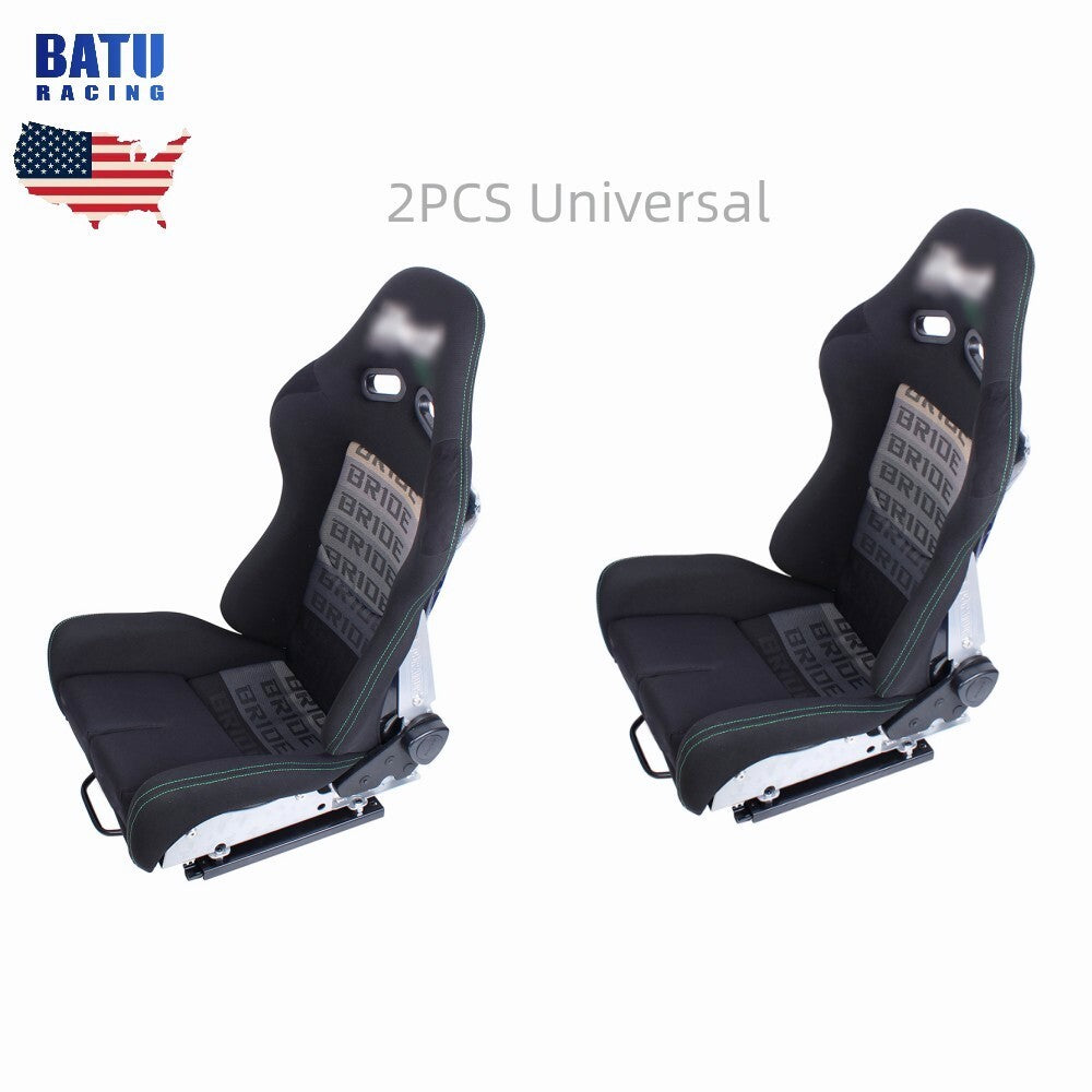 Universal BRIDE Seats Low Max JDM Racing Seats+Fiberglass Backrest w/ Slider X2