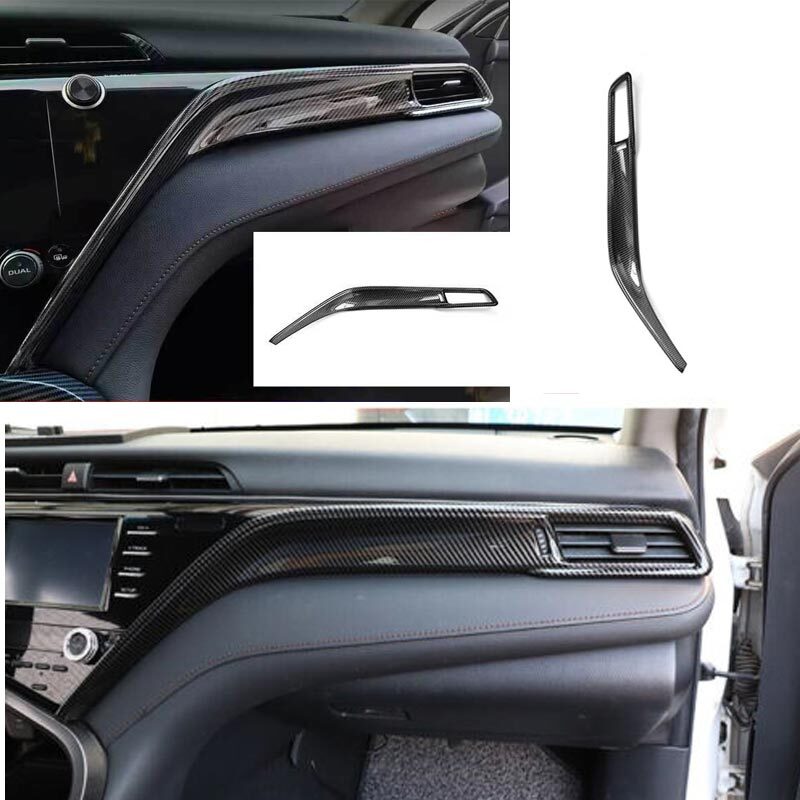 for Co -Pilot Dash Left Air Vent Strip Trim for Toyota for Camry 2018-2023 Carbon Fiber