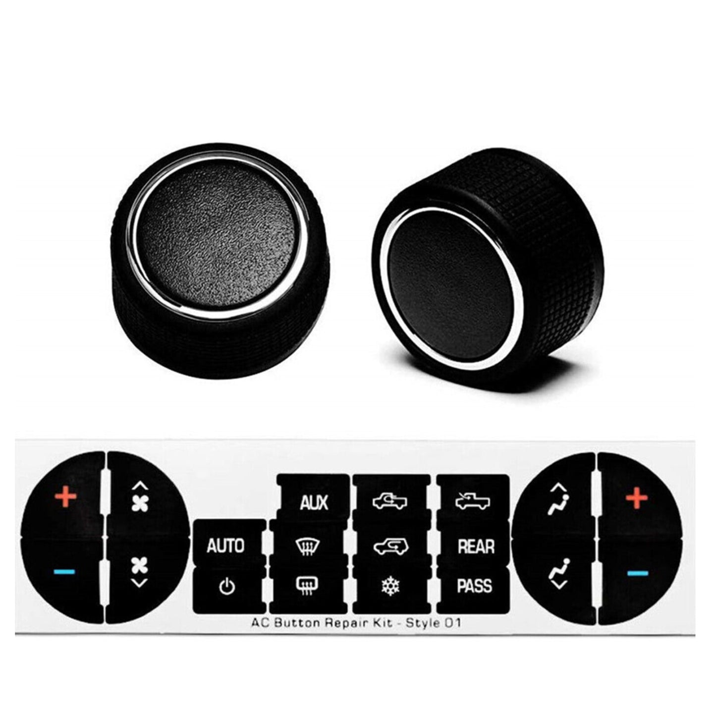 2x Control Knobs Audio Radio+Sticker for Escalade Enclave Tahoe for Chevrolet for GMC W
