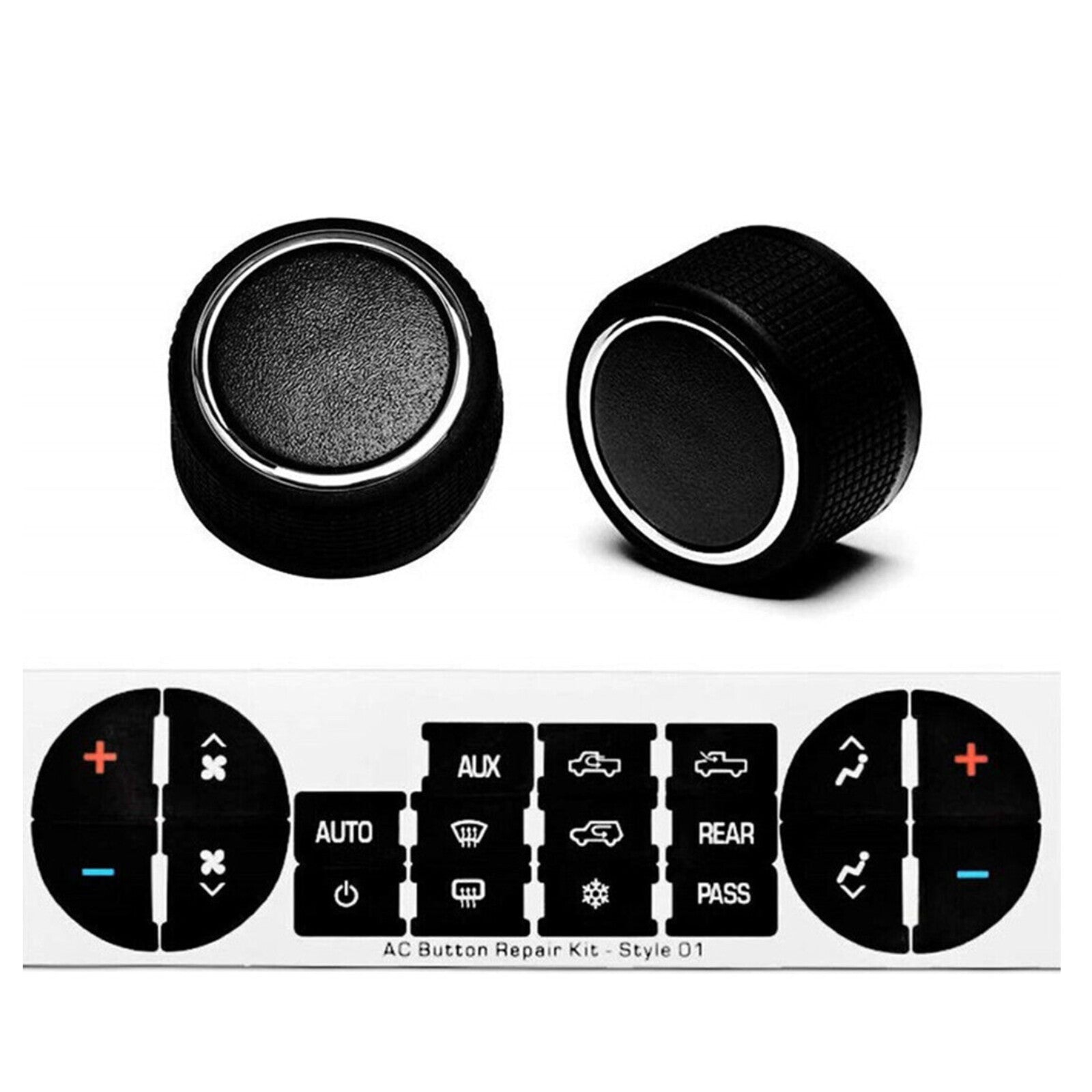 2x Control Knobs Audio Radio+Sticker for Escalade Enclave Tahoe for Chevrolet for GMC W