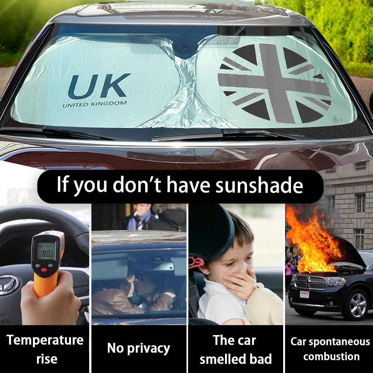for Mini Cooper Car Windshield Sun Shade UV Rays Heat Block UK Flag Visor Cover