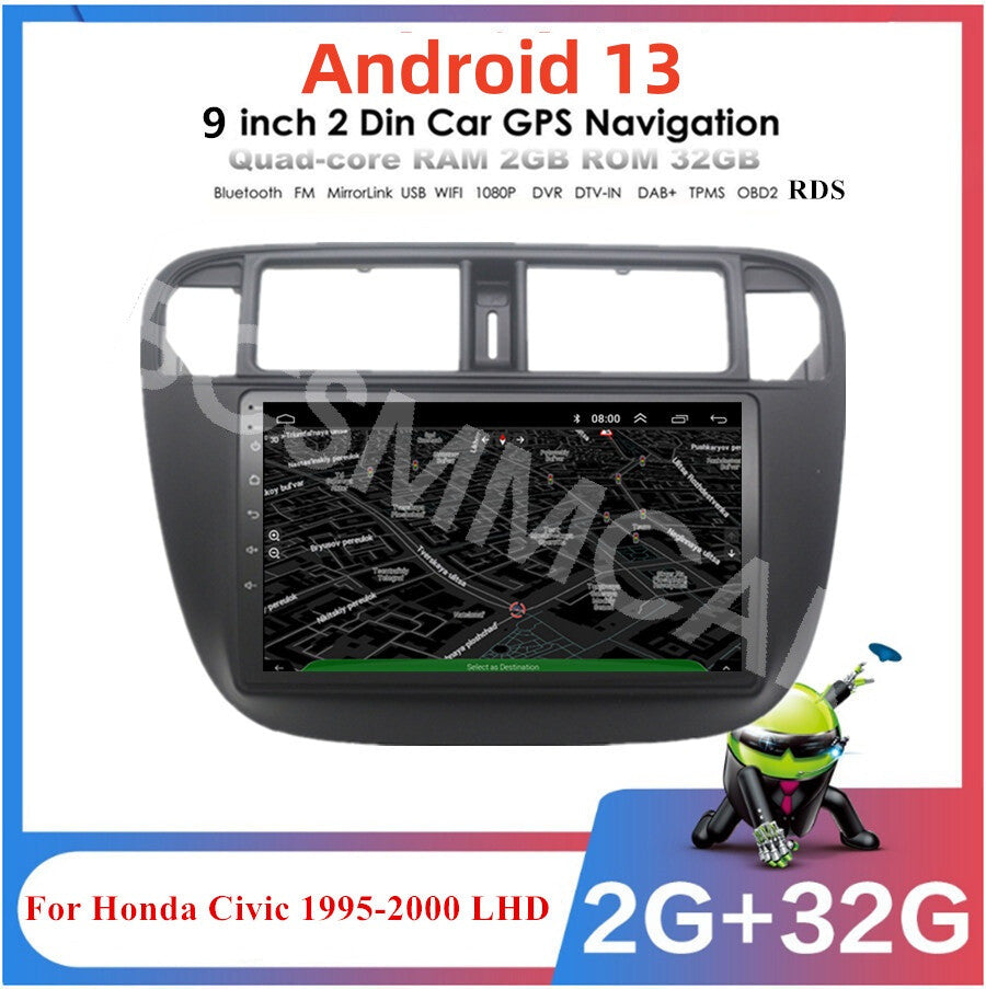 9in Car Radio Touch Screen WiFi For Carplay Fit for Honda for Civic 1995-2000 LHD