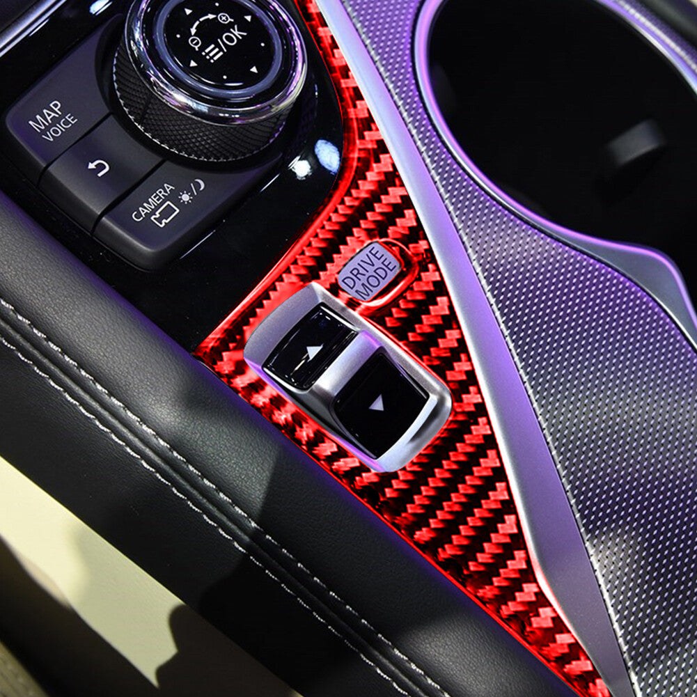 Red carbon fiber gear shift button panel trim suitable for Infiniti Q50 Q60 2014-19