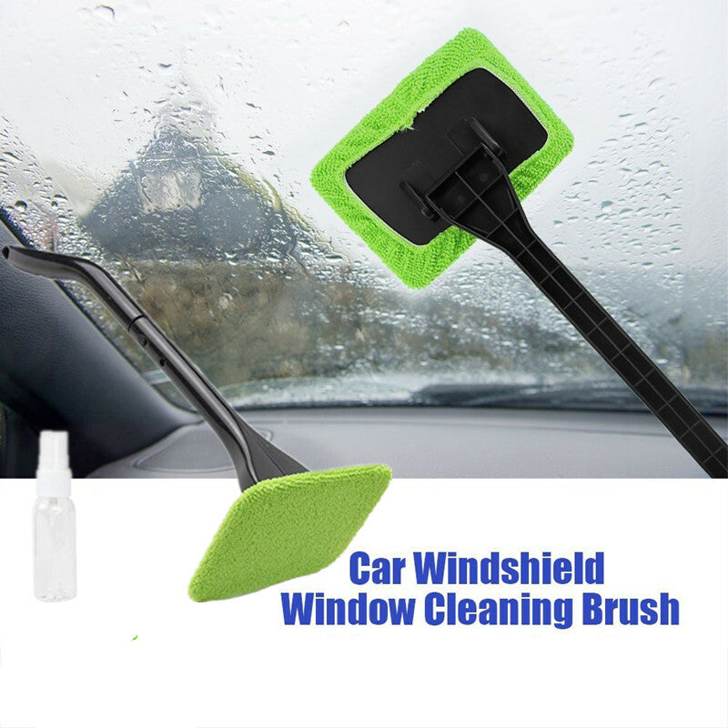 Car Windshield Cleaner Green Rag Detachable Long Handle Brush Cleaning Tool Kit