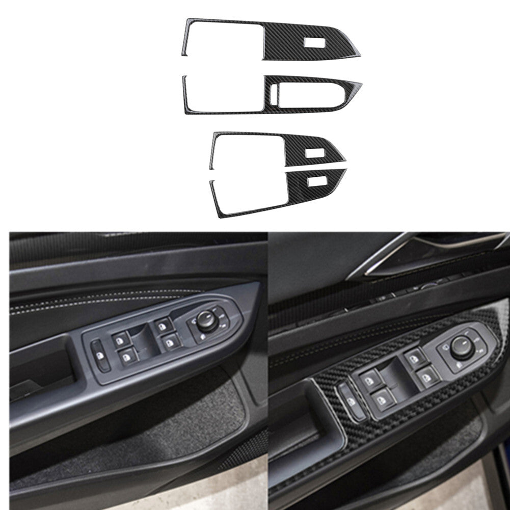 4Pcs Carbon Fiber Interior Window Control Cover Trim for VW for Golf 8 MK8 GTI 2021