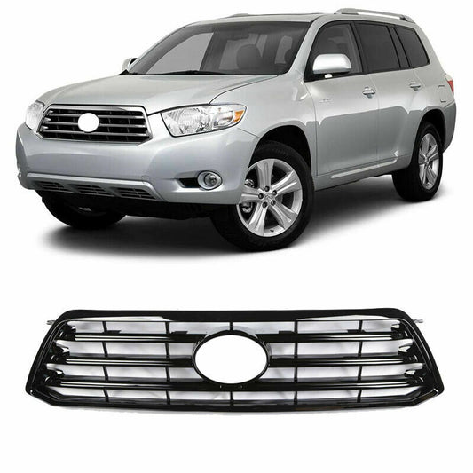 Glossy Black Front Bumper Grille Grill Replacement For Highlander 2008 2009 2010