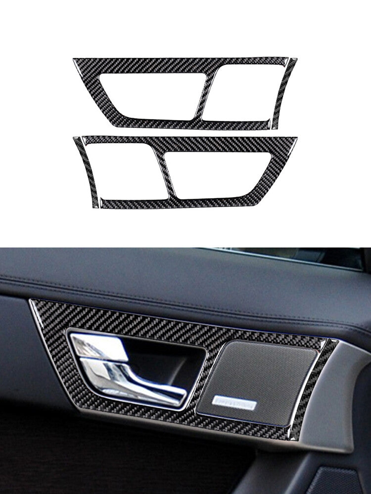Front Door Handle Frame Trim Cover Panel Carbon Fiber for Jaguar XF 2009-2011