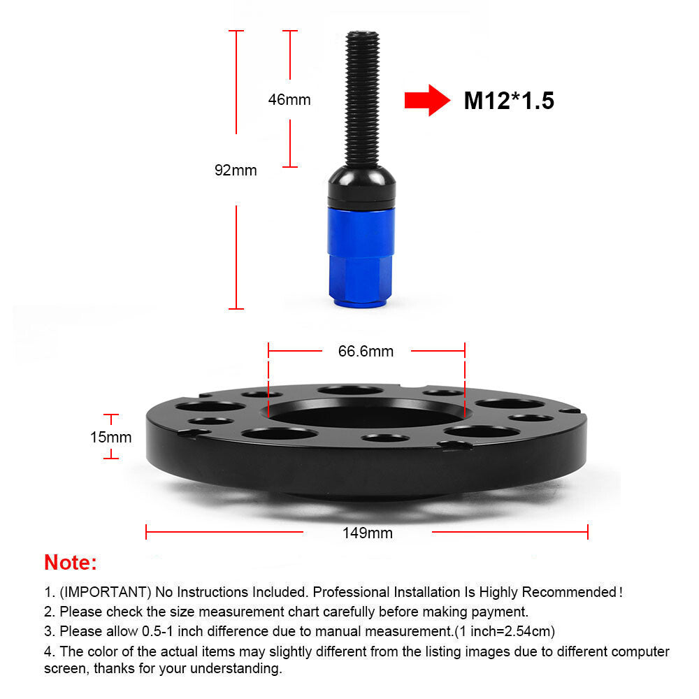 Hub Centric Billet Wheel Spacers Kit for Mercedes-Benz W/M12x1.5 Ball Bolts Blue