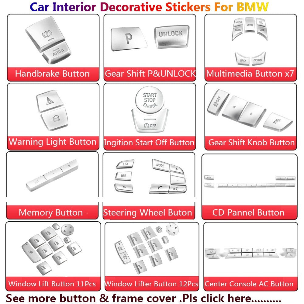 for BMW 3 5 7 X5 X6 F10 F07 F20 F30 Gear Shift Knob Unlock Button Cover Stickers