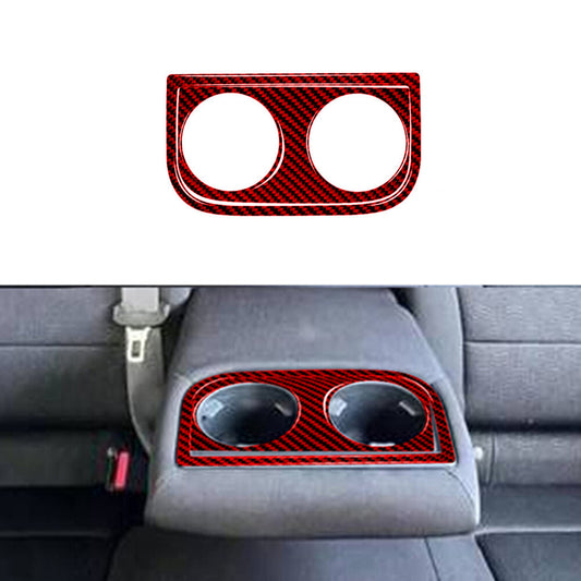 Red Carbon Fiber Rear Cup Holder Cover Trim for Subaru Outback Legacy 2015-2017