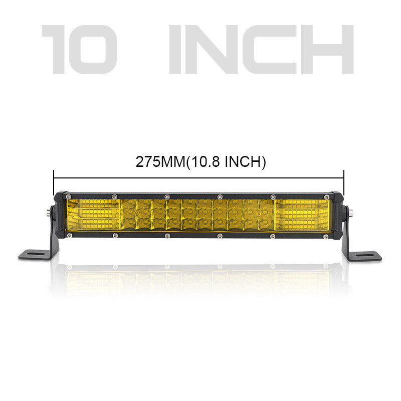 10inch LED Light Bar Triple Row Yellow Spot Flood Combo Work Driving Offroad SUV