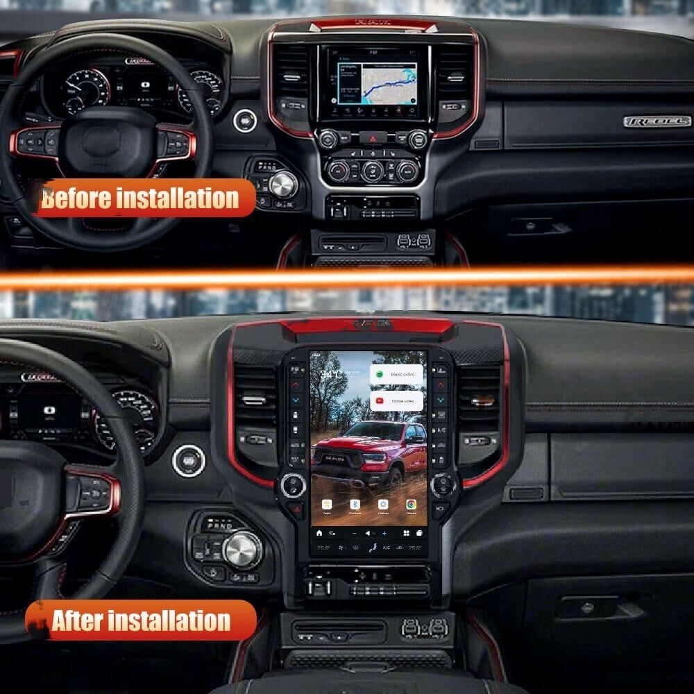 for Dodge for Ram 1500 2500 2019-2023 for Tesla Stereo GPS Touch Screen Head Unit 13.6