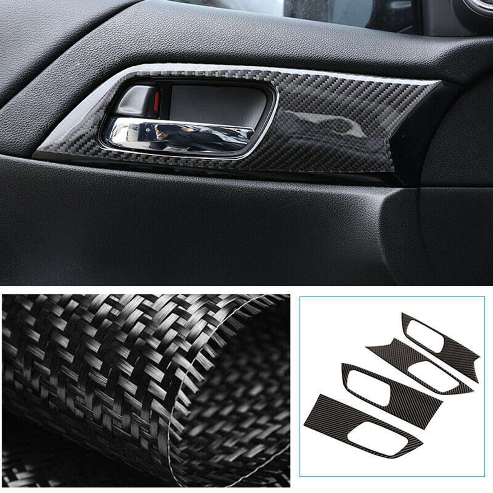 for Honda Accord 2013-17 Real Carbon Fiber Interior Door Handle Cover Trim Kit