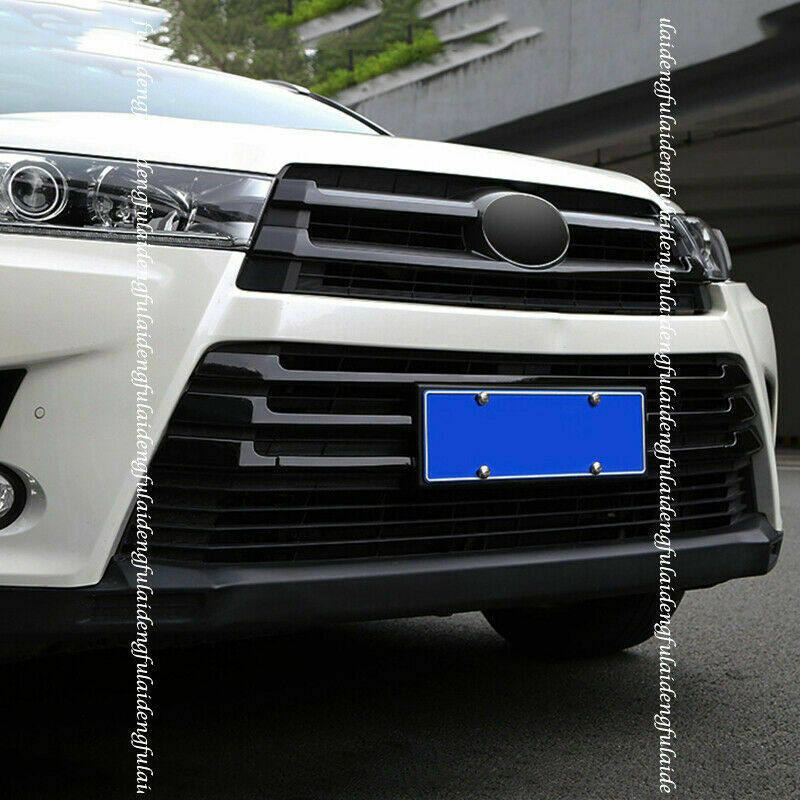 for Toyota Highlander 2017-2019 Piano Black Front Bumper Grille Grill Cover Trim