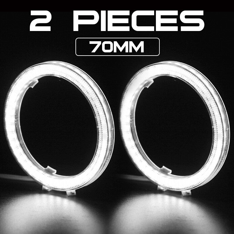 2pcs 70mm DRL COB LED Angel Eyes Halo Ring Car Headlight Headlamp White Retrofit