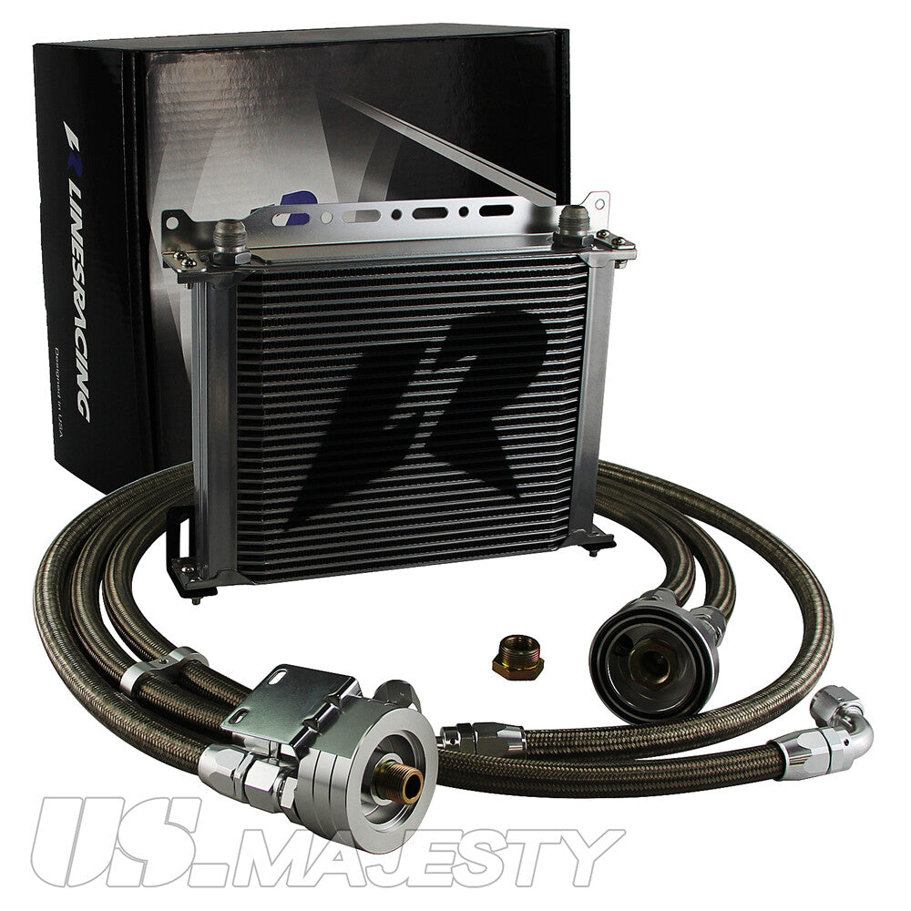 LR 30 Row AN10 Oil cooler w/Bracket+Filter Relocation Adapter Hose Kit Silver