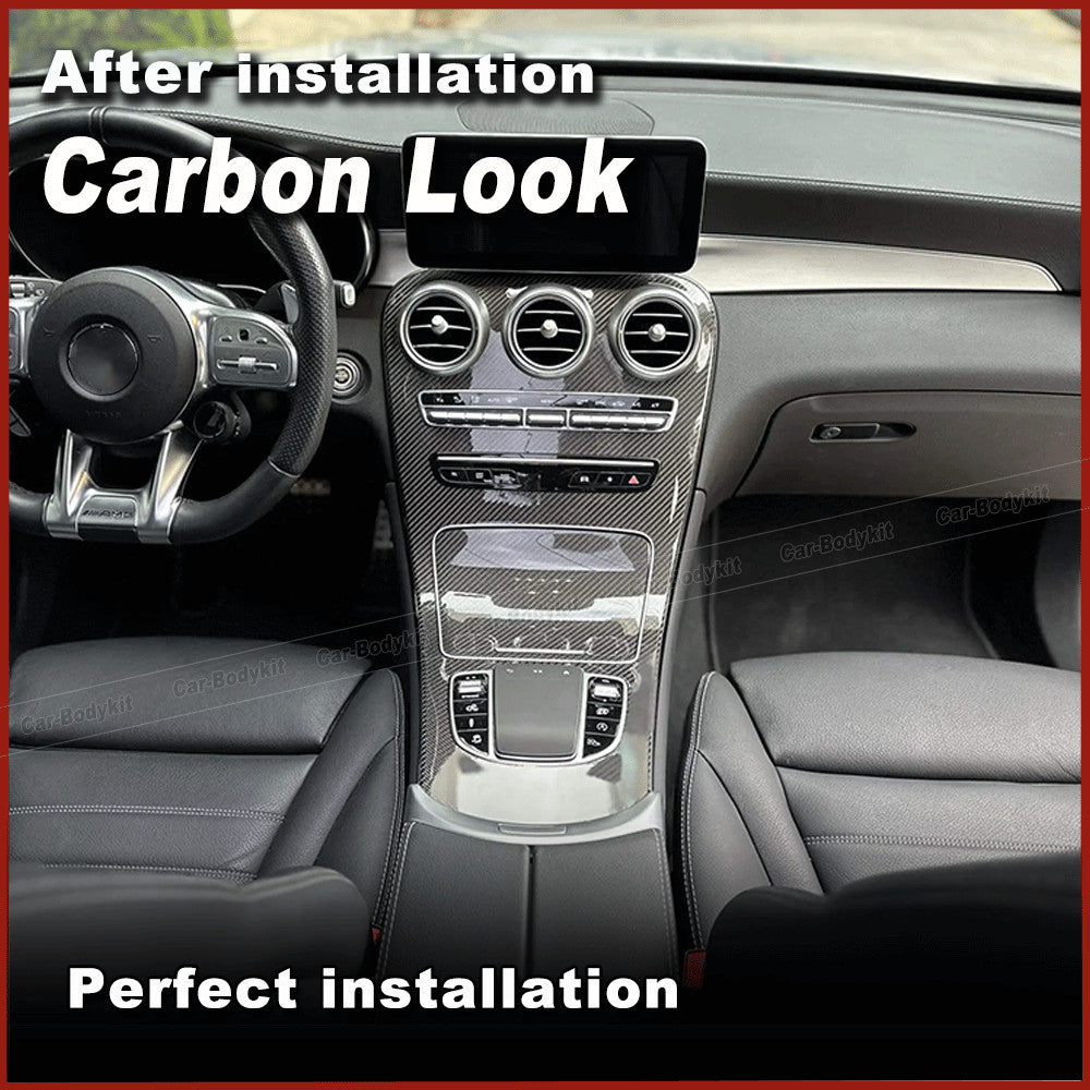 Carbon Center Console Gear Panel Decor Cover Trim for Benz C Class W205 GLC X253