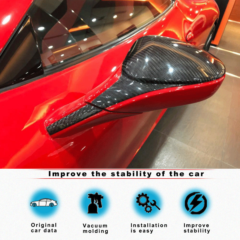 Fit for Ferrari 458 2Door 2011-2016 Real Carbon Side Mirror Cover Caps Add on