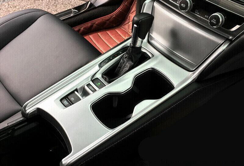 for Honda Accord 2018-2022 Silver ABS Center Console Gear Shift Panel Trim 2Pcs
