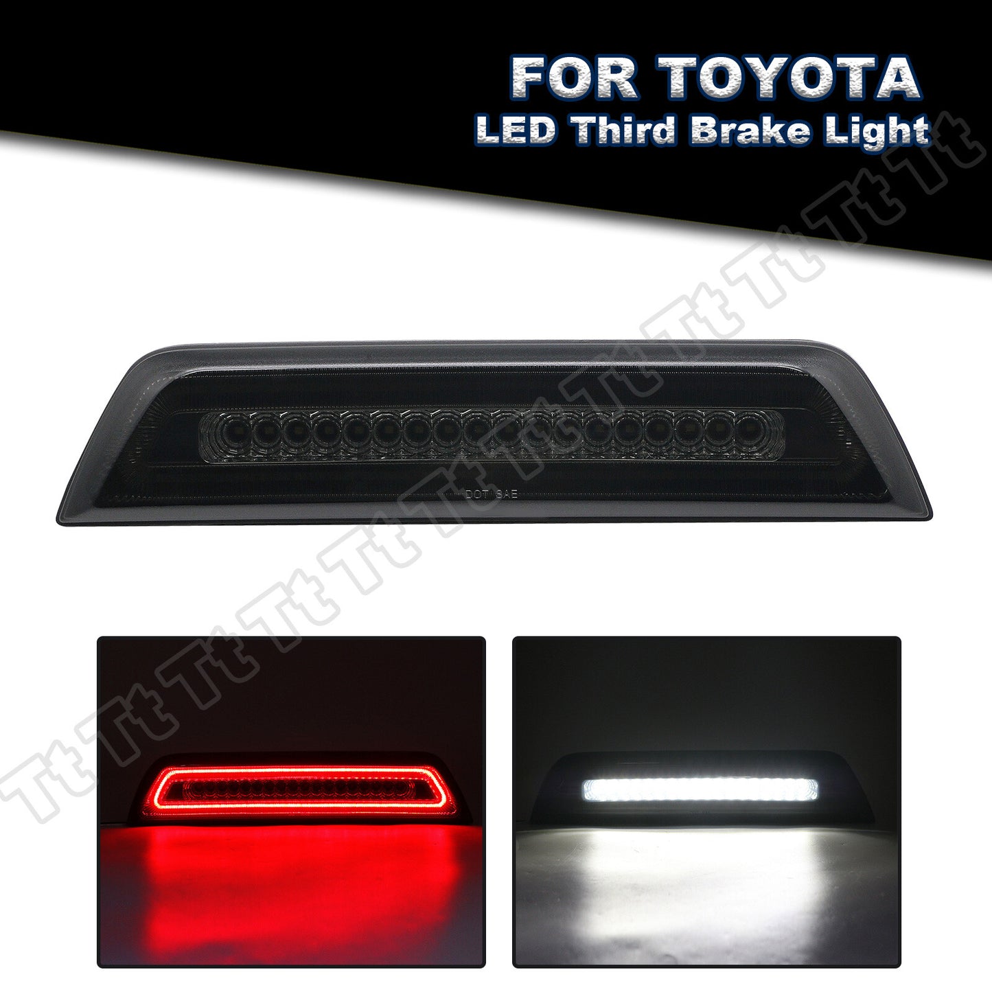 Suitable for 2016-2022 for Toyota Tacoma LED flashing lights, third tail brake cargo light (smoke-proof).