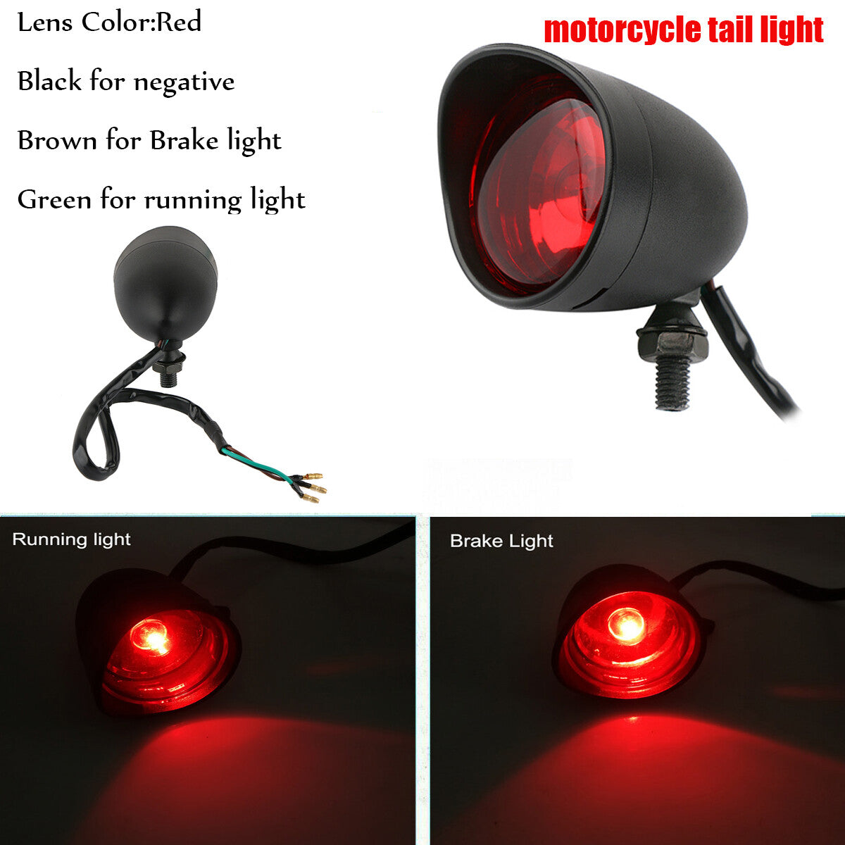 Motorcycle rear stop brake taillights suitable for Cafe Racer Bobber Chopper with red lenses