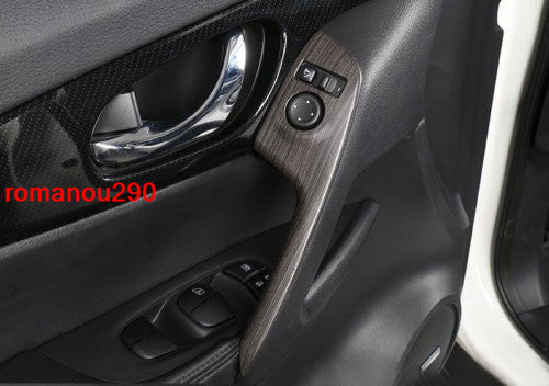 2P for Nissan Rogue 2017-2020 Wood Grain ABS Inner Front Door Armrest Trim Cover