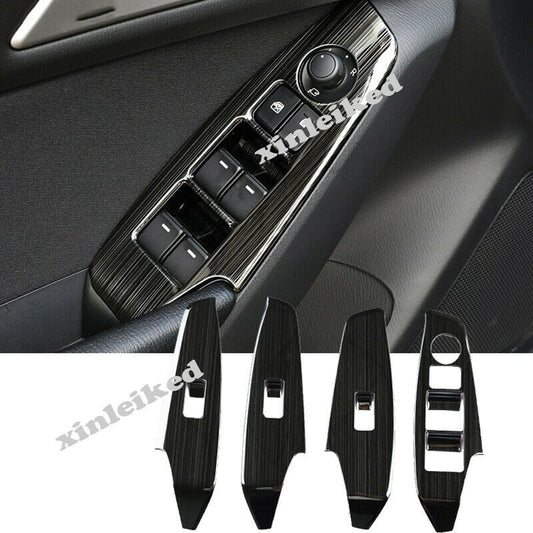 Black Stainless Window Lift Switch Decor Cover Trims for Mazda 3 Axela 2017-2018