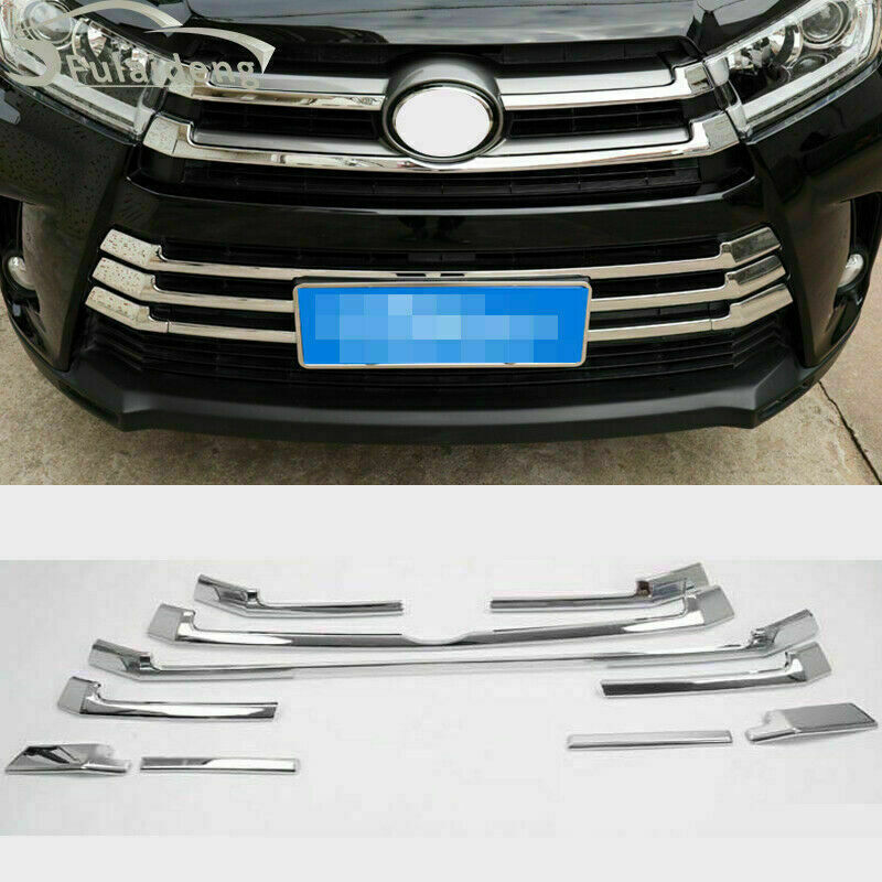 Chrome ABS Front Bumper Mesh Grille Cover Trims for Toyota Highlander 2017-2019