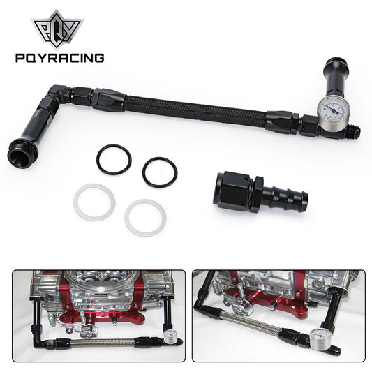 For Holley Chrome Fuel Line 4150 Double Pumper Carburetor Carb GAUGE 3/8 Hose