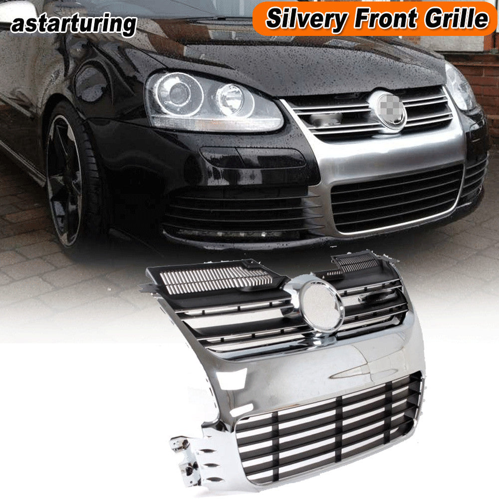 Silvery Mesh Air Intake Grill Front Grille Fit for VW for Golf 5 V MK5 R32 2005-2009