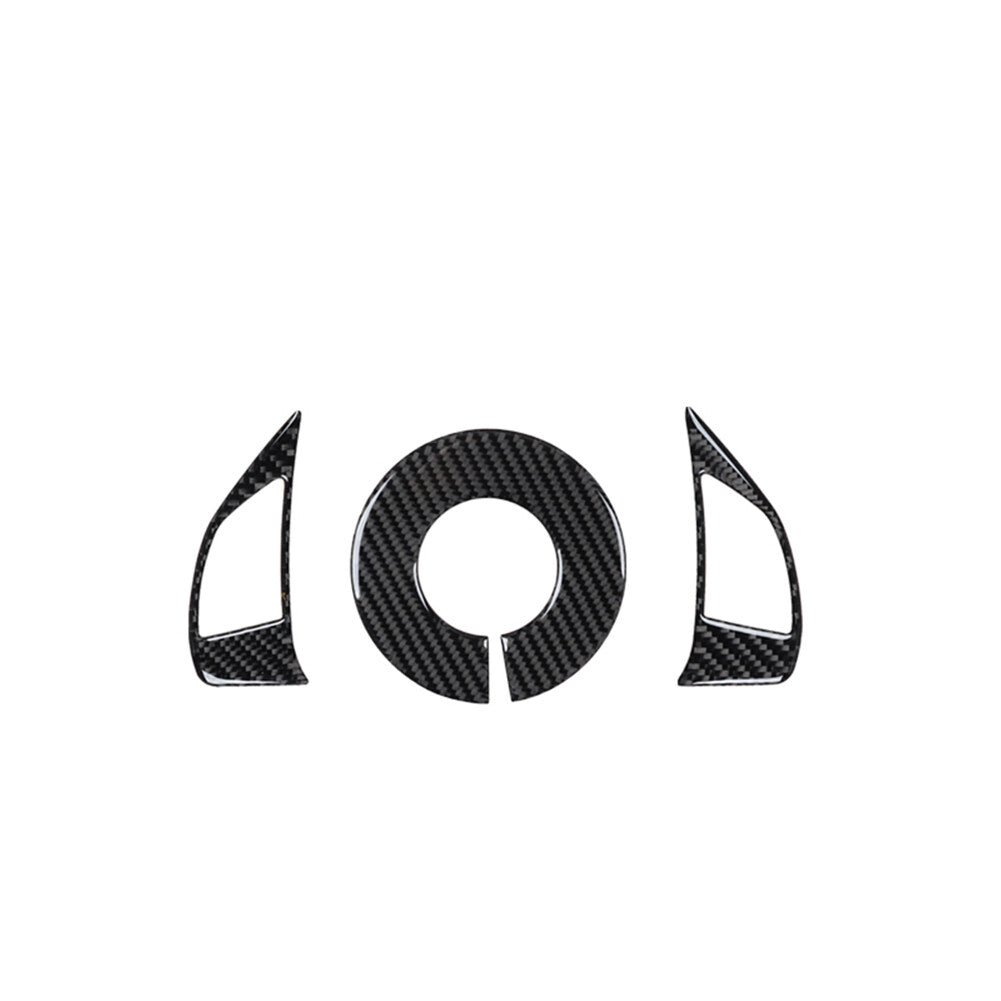 3Pcs Carbon Fiber Steering Wheel Accent Cover Trim for Fiat 500 2012-2015