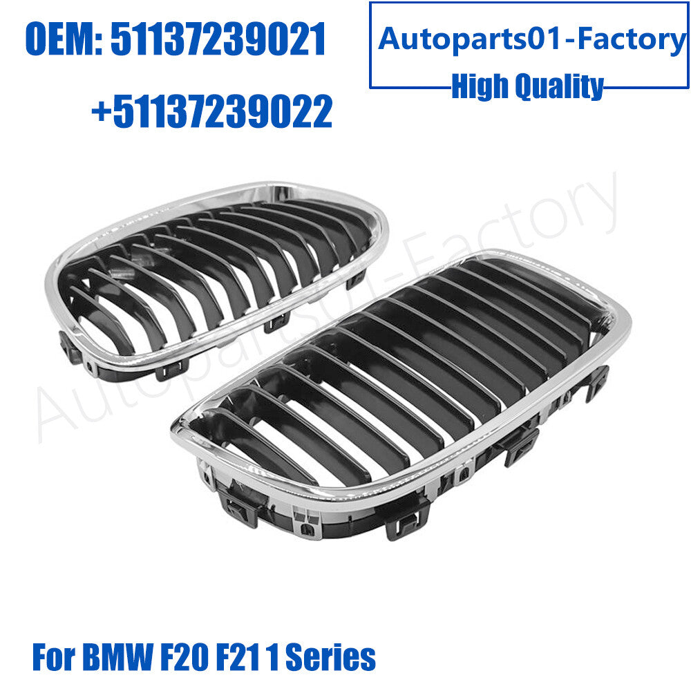 1Pair Front Left+Right Black Bumper Grill Grille for BMW F20 F21 1 Series