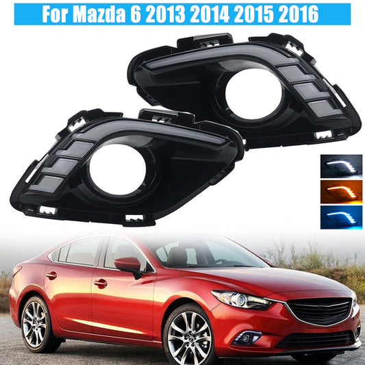 Left Right LED Daytime Running Light Turn Signal Fog Lamp for Mazda 6 2013-2016
