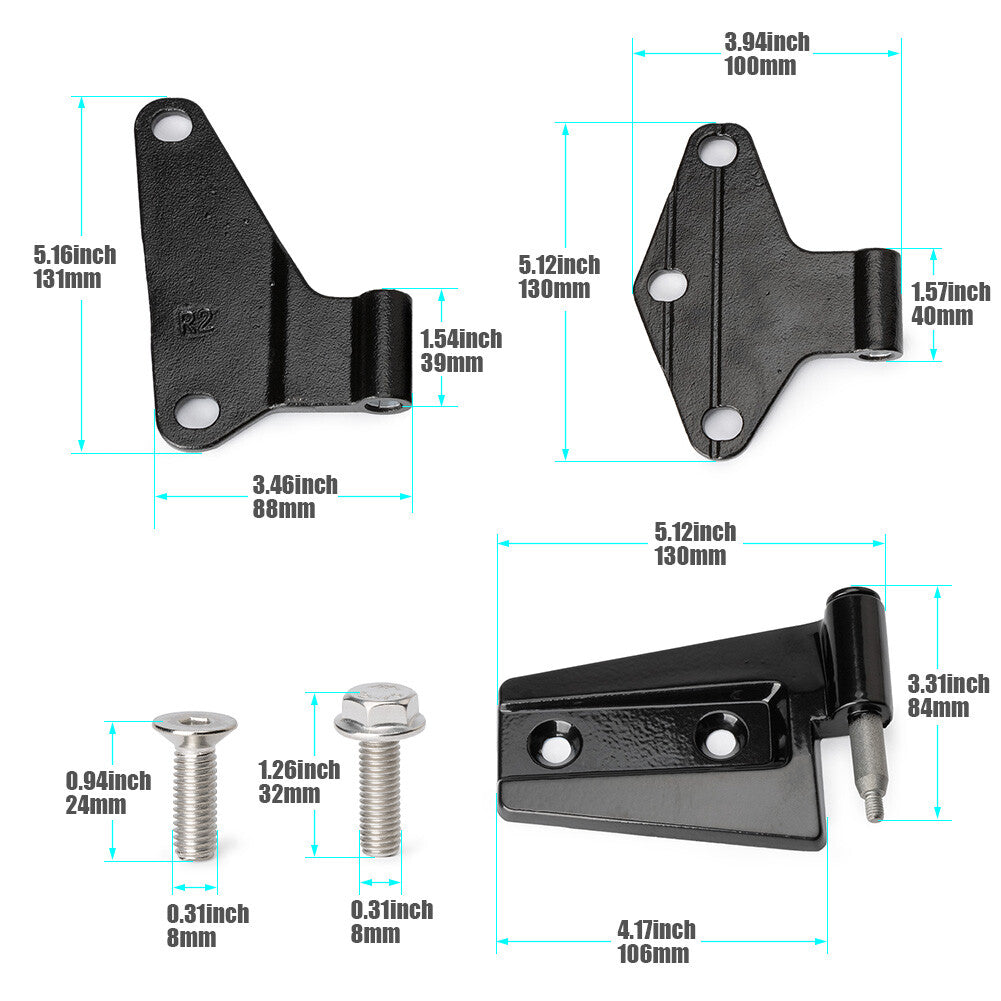 Fit 2007-2018 for Jeep for Wrangler JK Body Door Hinge Replacement Set Powder Coat 16pcs