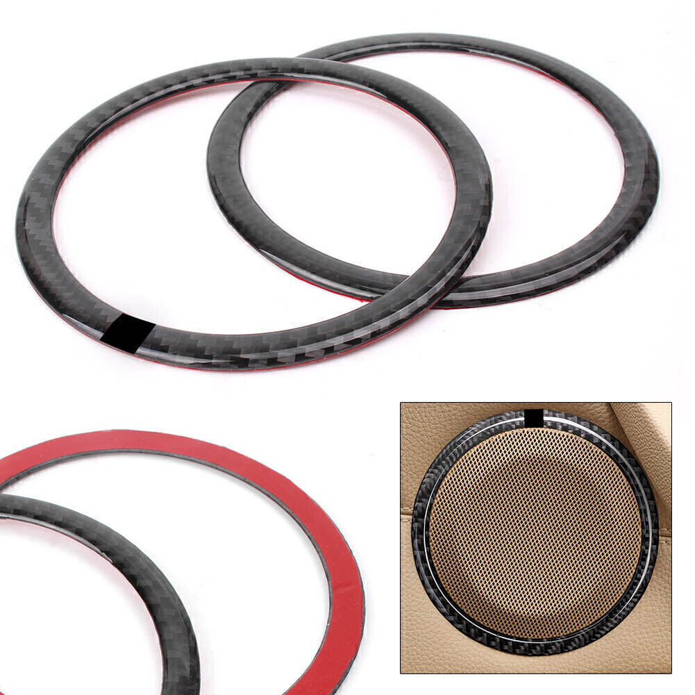 Car Door Speaker Loud Cover Sticker Ring Trim Carbon Fiber for BMW E90 3 Series