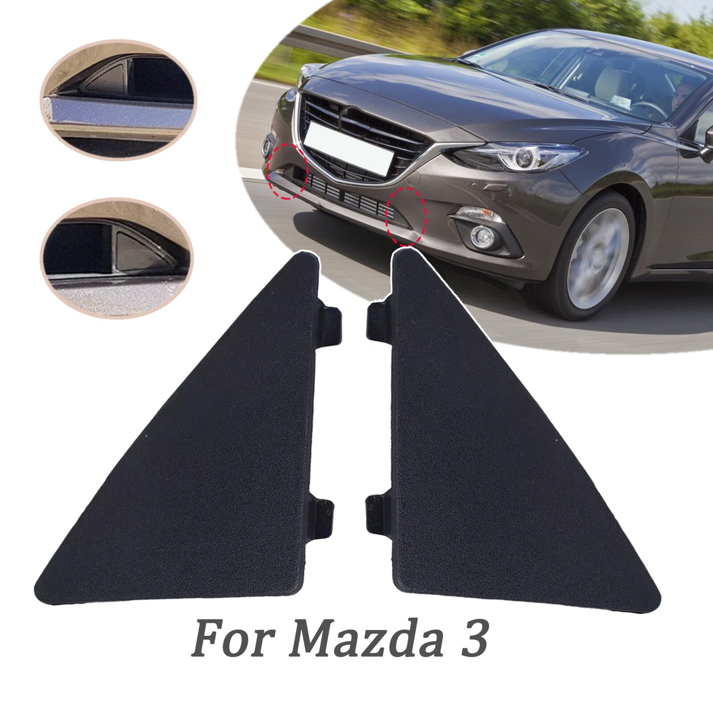 2X for Mazda 3 Axela Front Bumper Triangle Cover Left Right Trim Cap Repair Kit