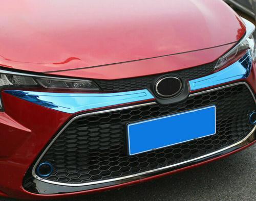 for Toyota for Corolla 2019-2022 Blue S.steel Front Grille Grill Strips Cover Trim