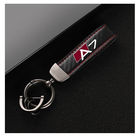 leather black car keychain/key ring for Audi A3