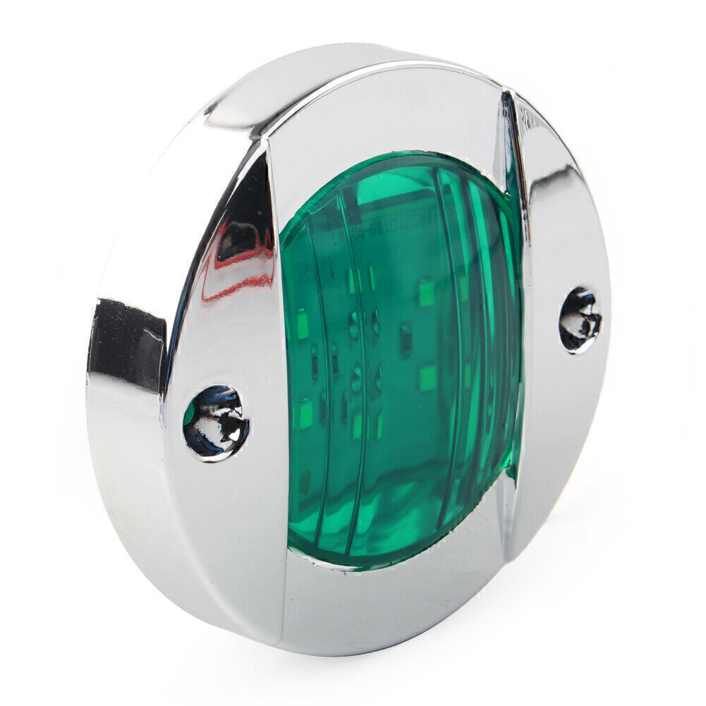 Round 24V LED Side Marker Trailer Lights For Truck Trailer RV Boat Green