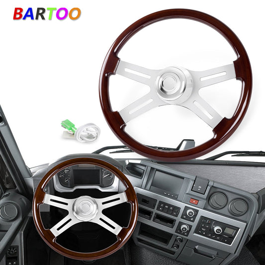 4 Spoke Steering Wheel 18IN Wood for Freightliner , for Kenworth , for Peterbilt , for Volvo