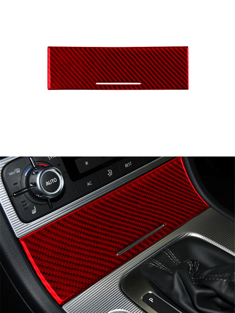 Red Central Control Ashtray Trim Cover Carbon Fiber for VW Touareg 2011-2018