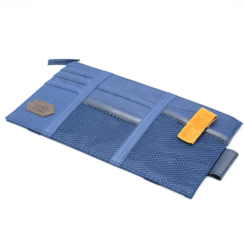 Blue Car Sun Shield Board Organizer Bag Storage Holder CD Case Tissue Box