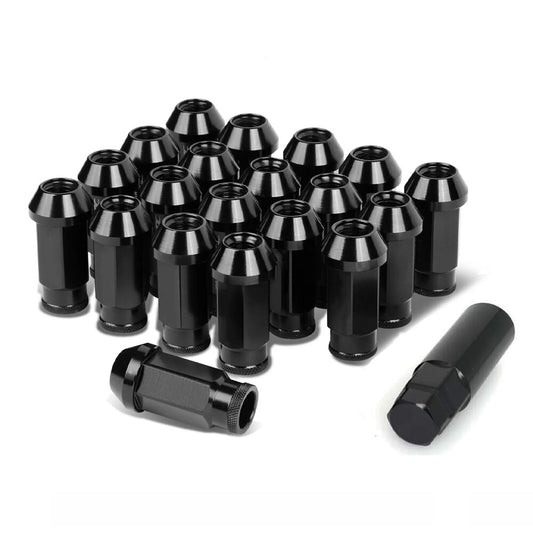 20pcs Black Racing Extended Open End Tip Steel Wheel Lug Nuts M12x1.5+ Adapter