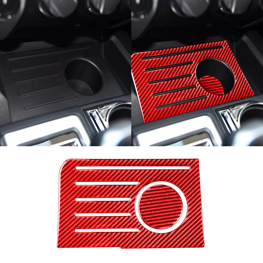 Red Carbon Fiber Central Console Storage Box Slot Trim for T@yota Tundr@ 2014-21