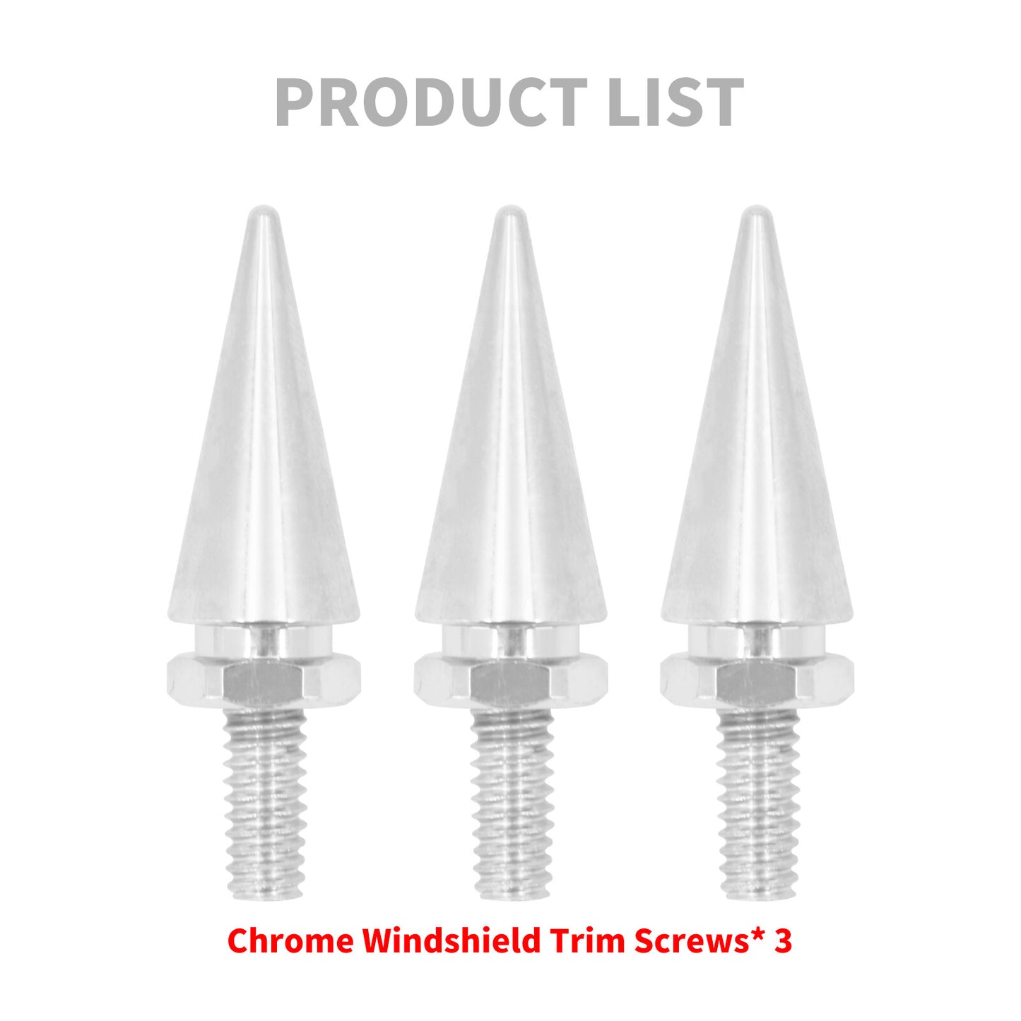 3x Chrome Impaler Spike Wind Screen Windshield Bolt For Electra Street Glid 96+