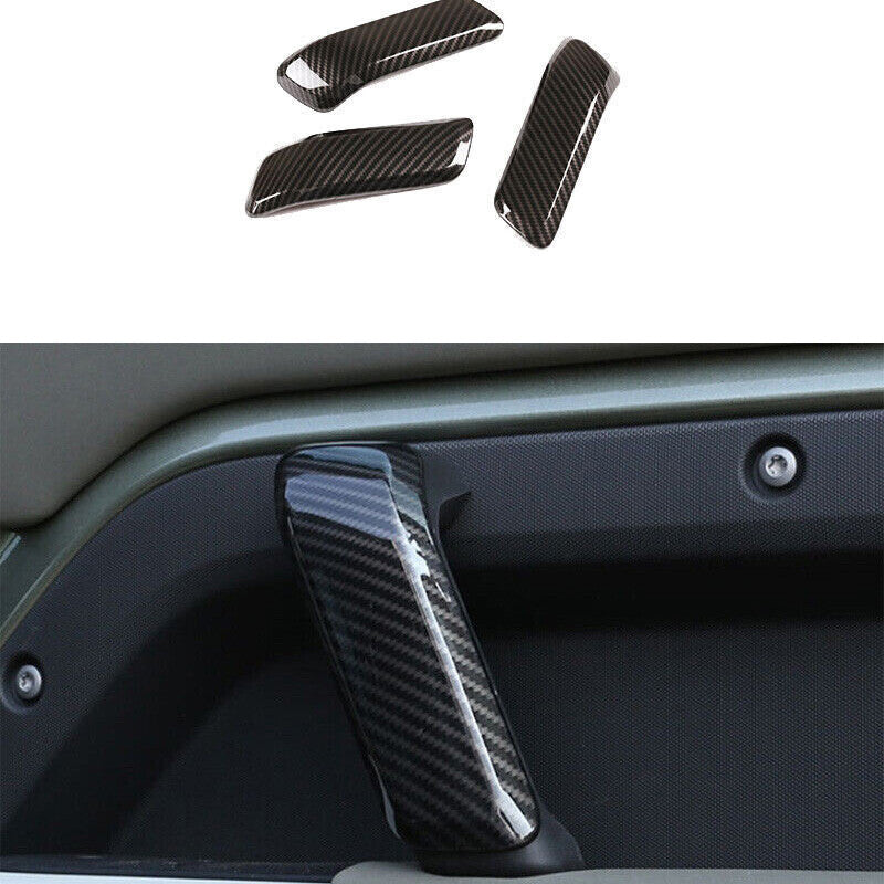 Interior Door Handle Strip Trim 3pcs for Defender 110 2020-2022 GL Carbon Fiber