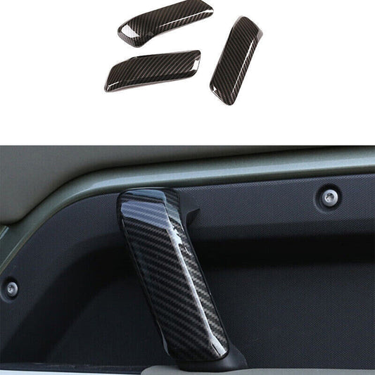 Interior Door Handle Strip Trim 3pcs for Defender 110 2020-2022 GL Carbon Fiber