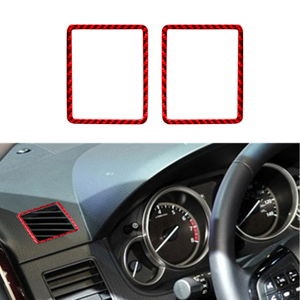 2X Red Carbon Fiber Dashboard Air Vent Outlet Cover Trim for Mazda CX-9 2010-15