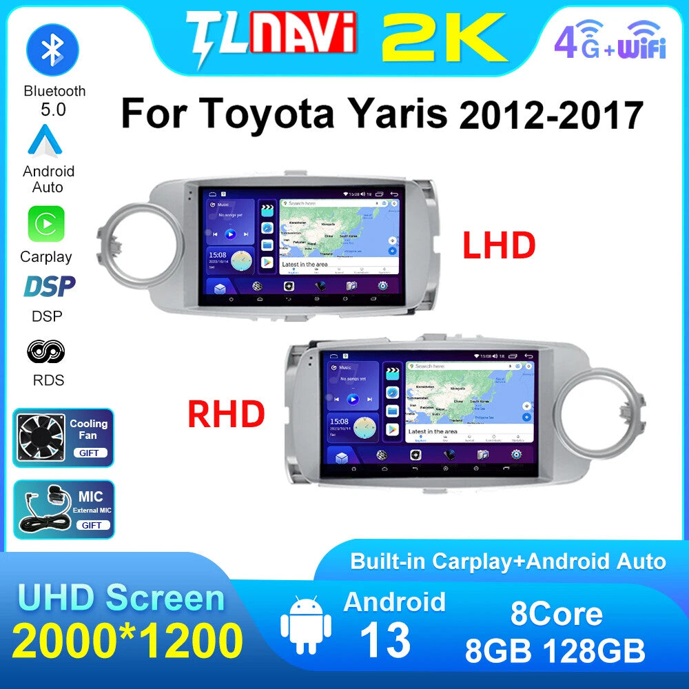 for Toyota Yaris GPS Navigation Car Radio Auto Multimedia Player Carplay Screen